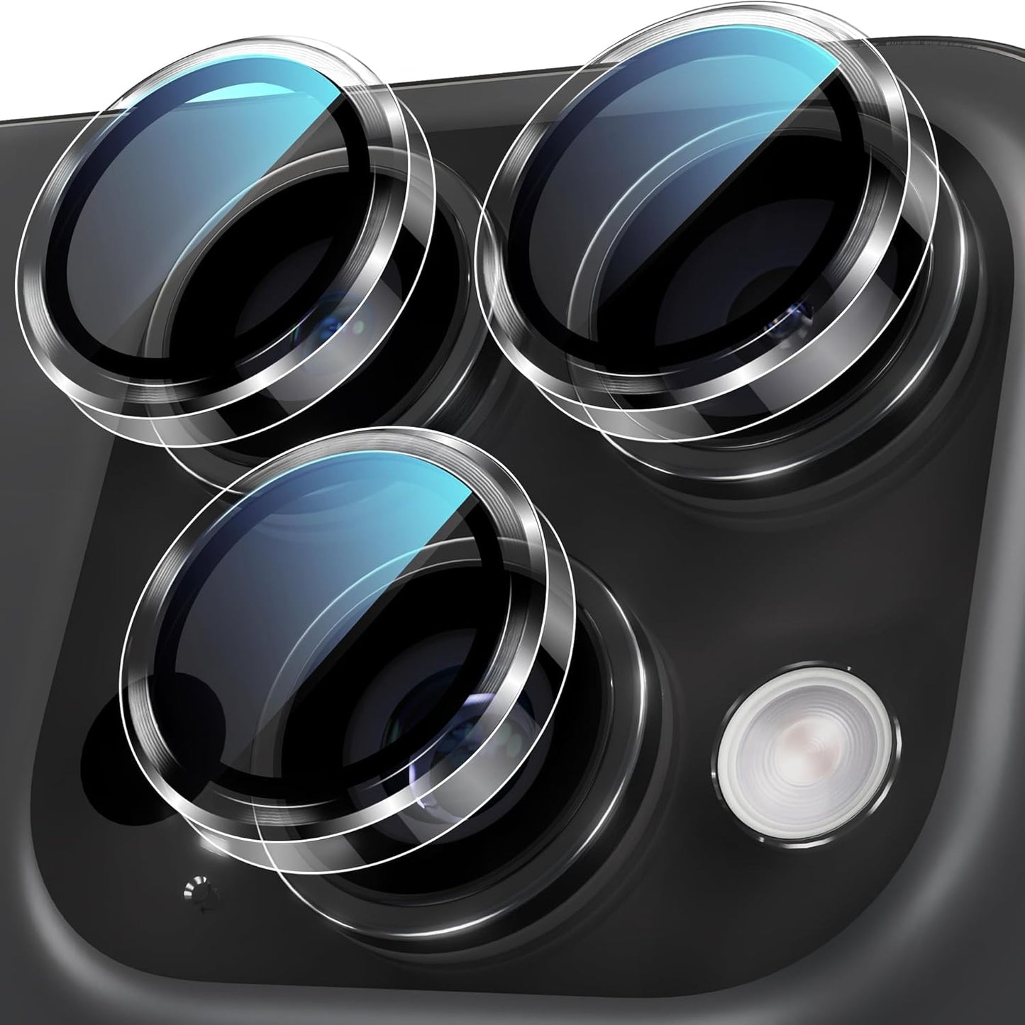 YWXTW Camera Lens Protector for iPhone 16 Pro/iPhone 16 Pro Max, [1 Step Installation Tray] Tempered Glass Screen Protector Metal Individual Camera Cover Accessories Case Friendly (Clear)