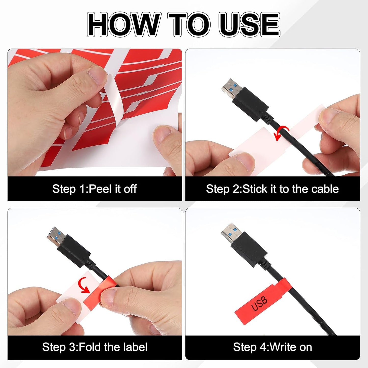 uxcell 300 Pcs Cable Labels, Waterproof Wire Cord Labels Tags, Cord Organizer Management Tags for Charger Cable Organizer Wire Markers Printer and Handwriting, Green