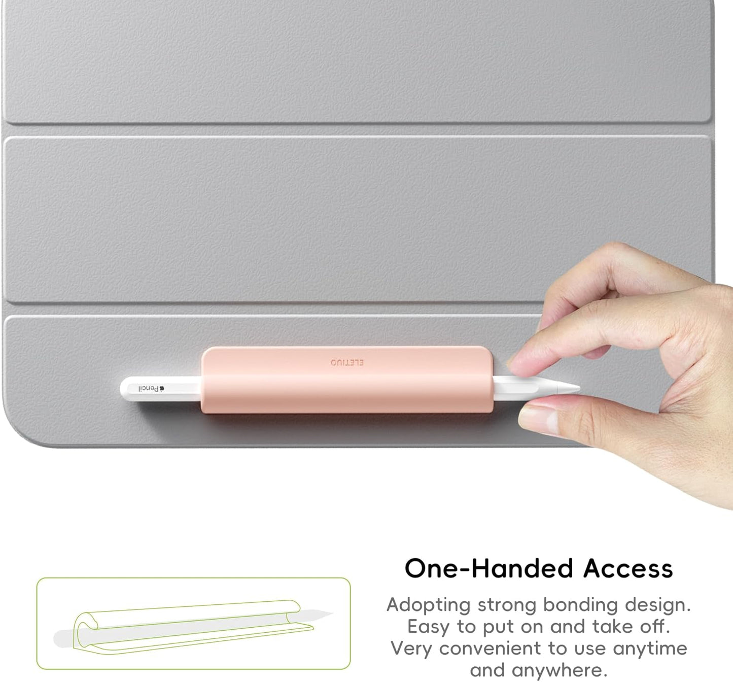 ELETIUO Silicone Pencil Holder Sleeve,Compatible with Apple Pencil (USB-C),Apple Pencil 1st/ 2nd Generation,Strong Adhesive Sticky Attached to iPad Case for Stylus Pens,Pink