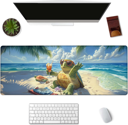 Turtle Gaming Mouse Pad Extended Desk Computer Keyboard Laptop Mouse Pads for Gaming Home Office Work, Large Long Desk Mat Mousepad with Non-Slip Rubber Base 31.5×11.8inch(17)