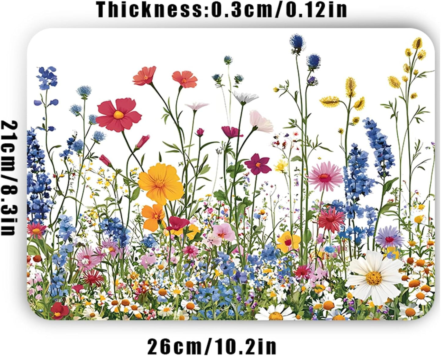 Colorful Floral Mouse Pad – Non-Slip, Washable, Waterproof with Stitched Edges, 10.2×8.3×0.12″ | Bright Desk Decor for Women, Teens & Students