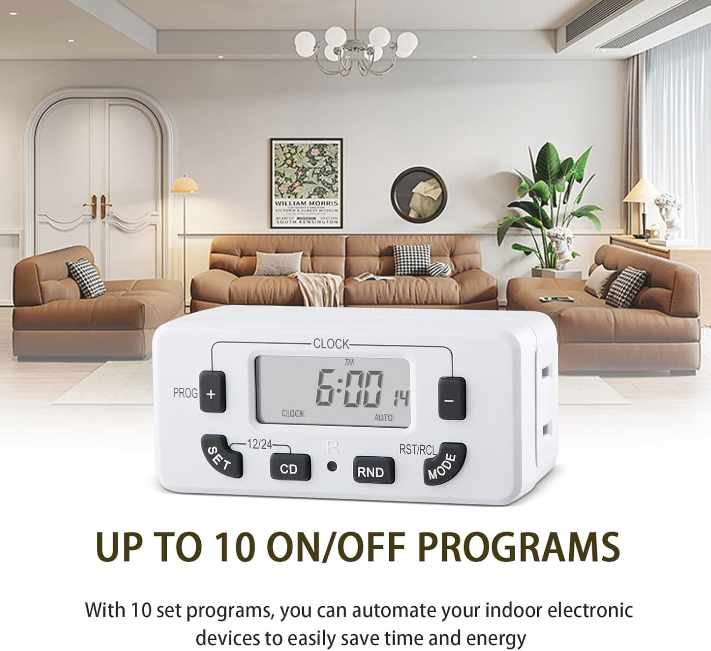 7 Day Programmable Digital Timer Outlet, Indoor Timer with Single Plug-in, Suitable for Lamp, Fan, Aquarium, 15A 1/2HP, 2 Pack