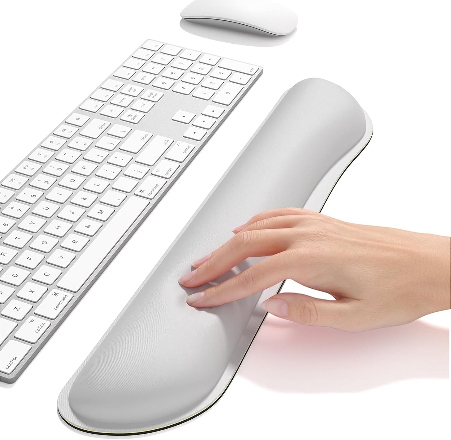 Dapesuom Enlarge Keyboard Wrist Rest, Cute Memory Foam Keyboard Wrist Cushion for Computer Desk Mats Support, Typing Pain Relief Ergonomic Mouse Pad Rests with Non-Slip Base for Gaming, Laptop, Gray