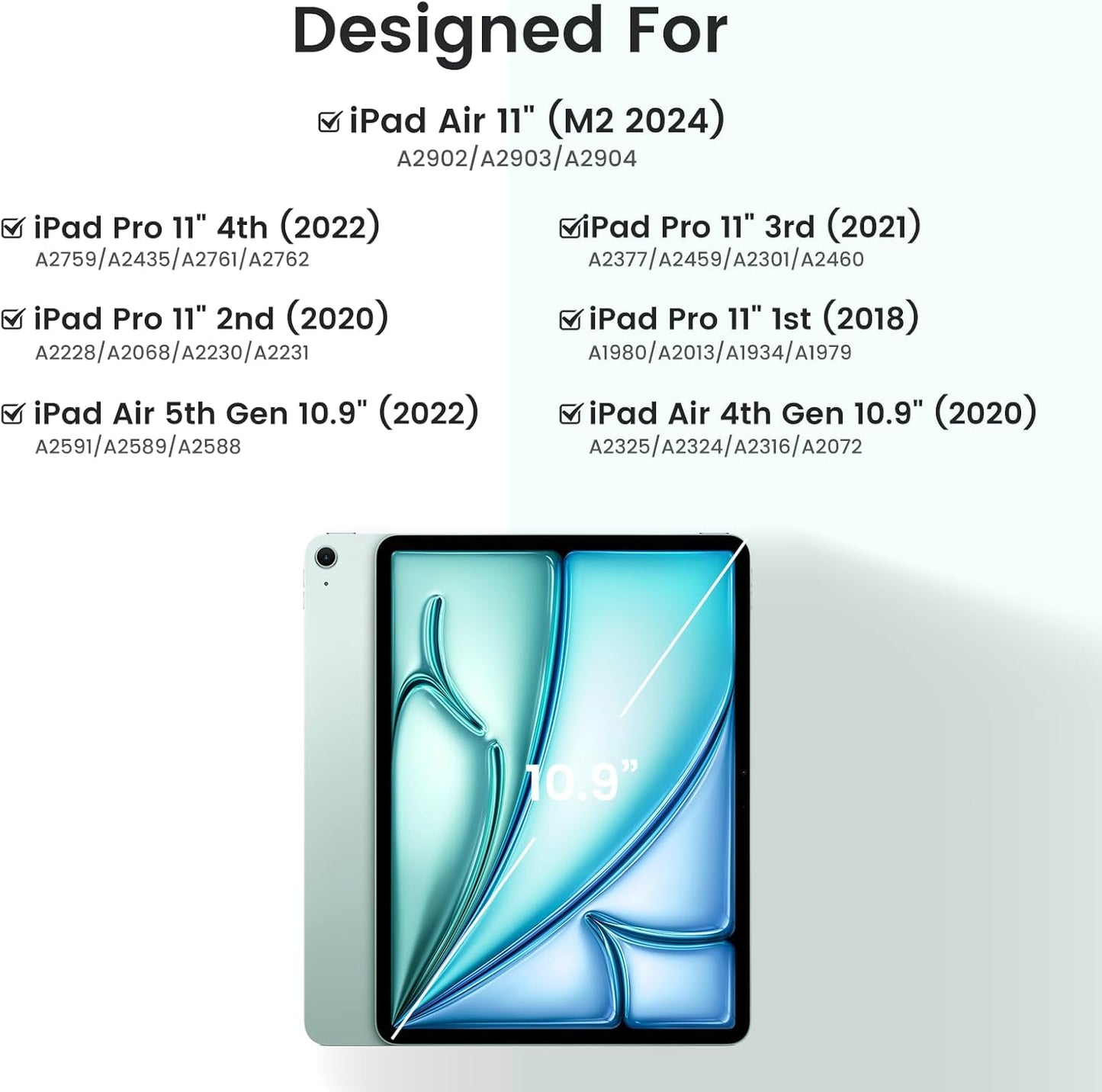 Keyboard Case for iPad Air 5th/4th Pro 11 inch, 7-Color Backlit Detachable Wireless Keyboard Case with Pencil Holder, Stand Folio Cover for Gen 2020/2022, Pro 4th/3rd/2nd/1st Gen, Teal