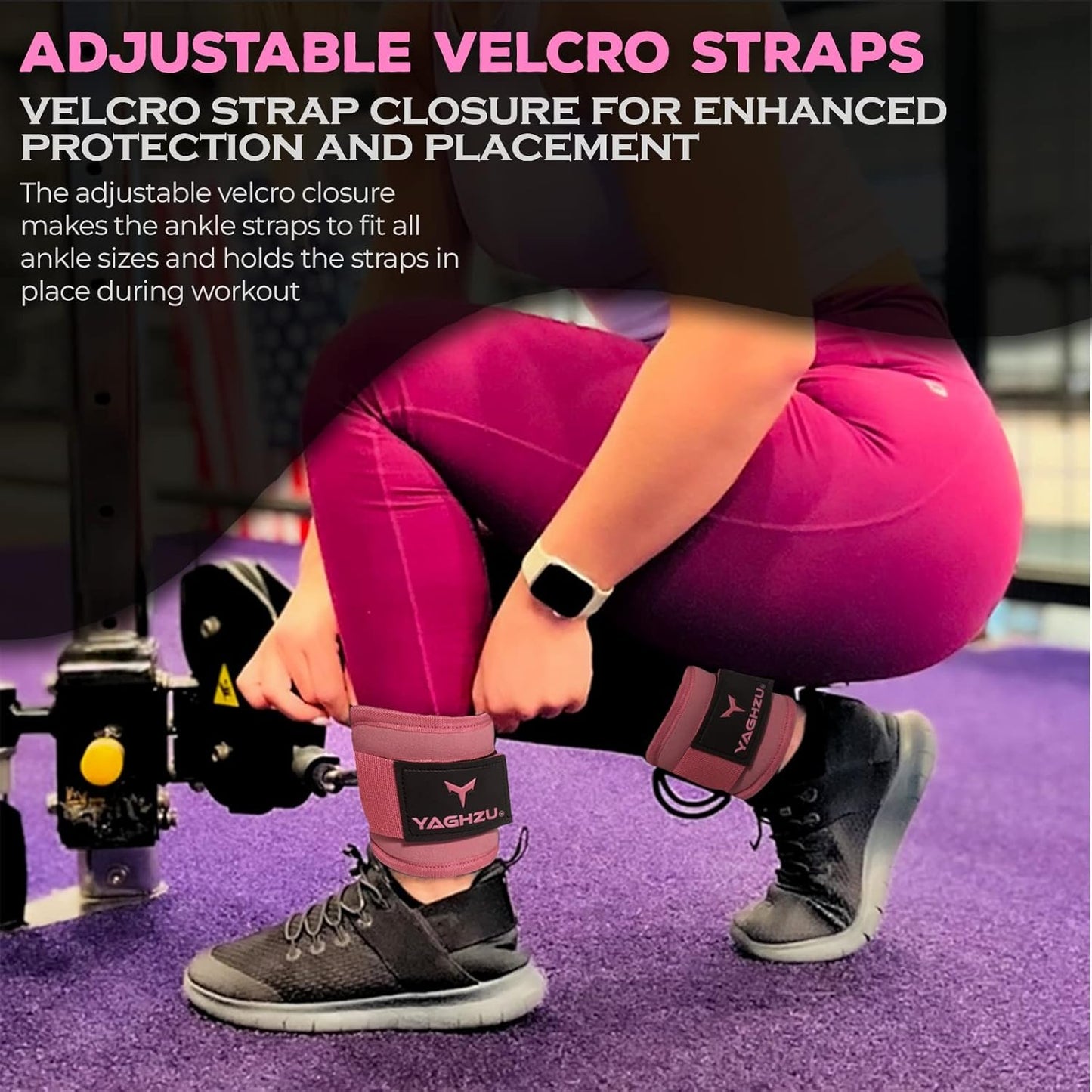 Ankle Straps for Cable Machines Women - Adjustable Gym Ankle Strap for Cable Machine, Neoprene Padded Cable Straps, Durable Leg Strap with Cable Cuff, Glute Kickback Ankle Strap with D Rings