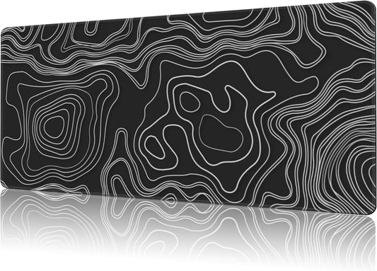 Mouse Pad Large Topographic Map Lines Non-Slip Game Desk Mat with Stitched Edge Laptop Keyboard Desk Pad for Work Home Gaming (35.4 x 15.7 Inches)