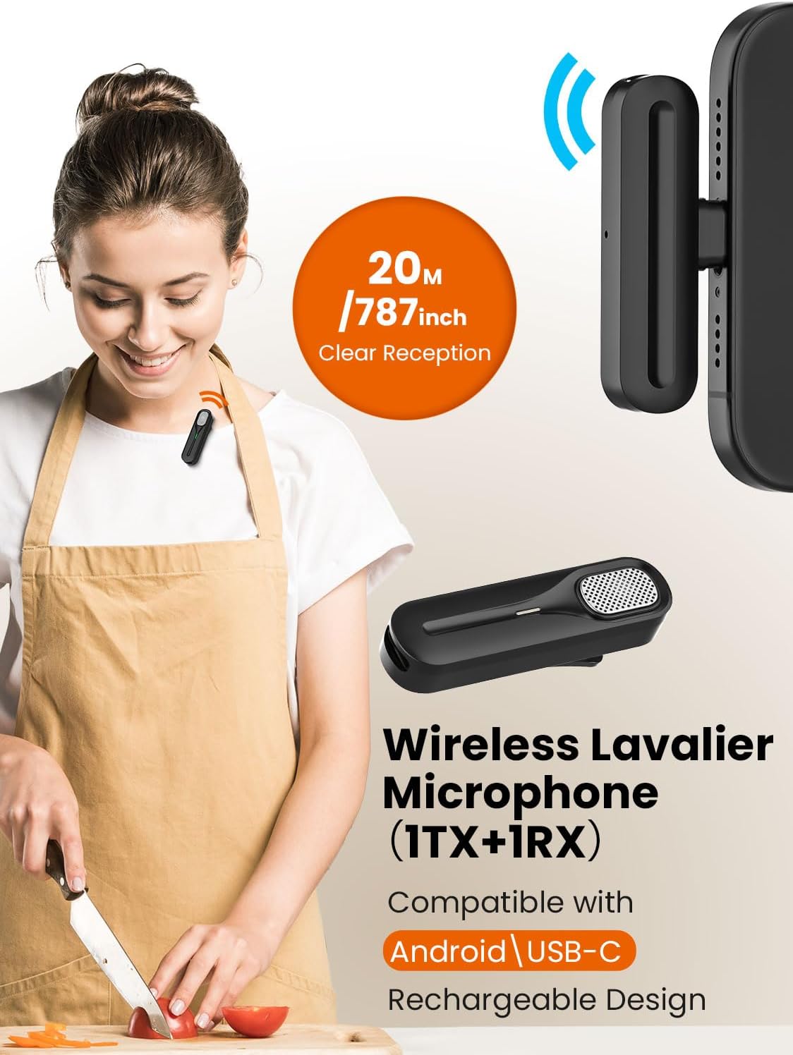 Upgraded Vlogging Kit w/Wireless Lavalier Microphone,YouTube Kit for iPhone and Smartphone w/59” Retractable Tripod,Automatic Switch Phone Clamp,Content Creator Gear for TikTok(Vlog K5)