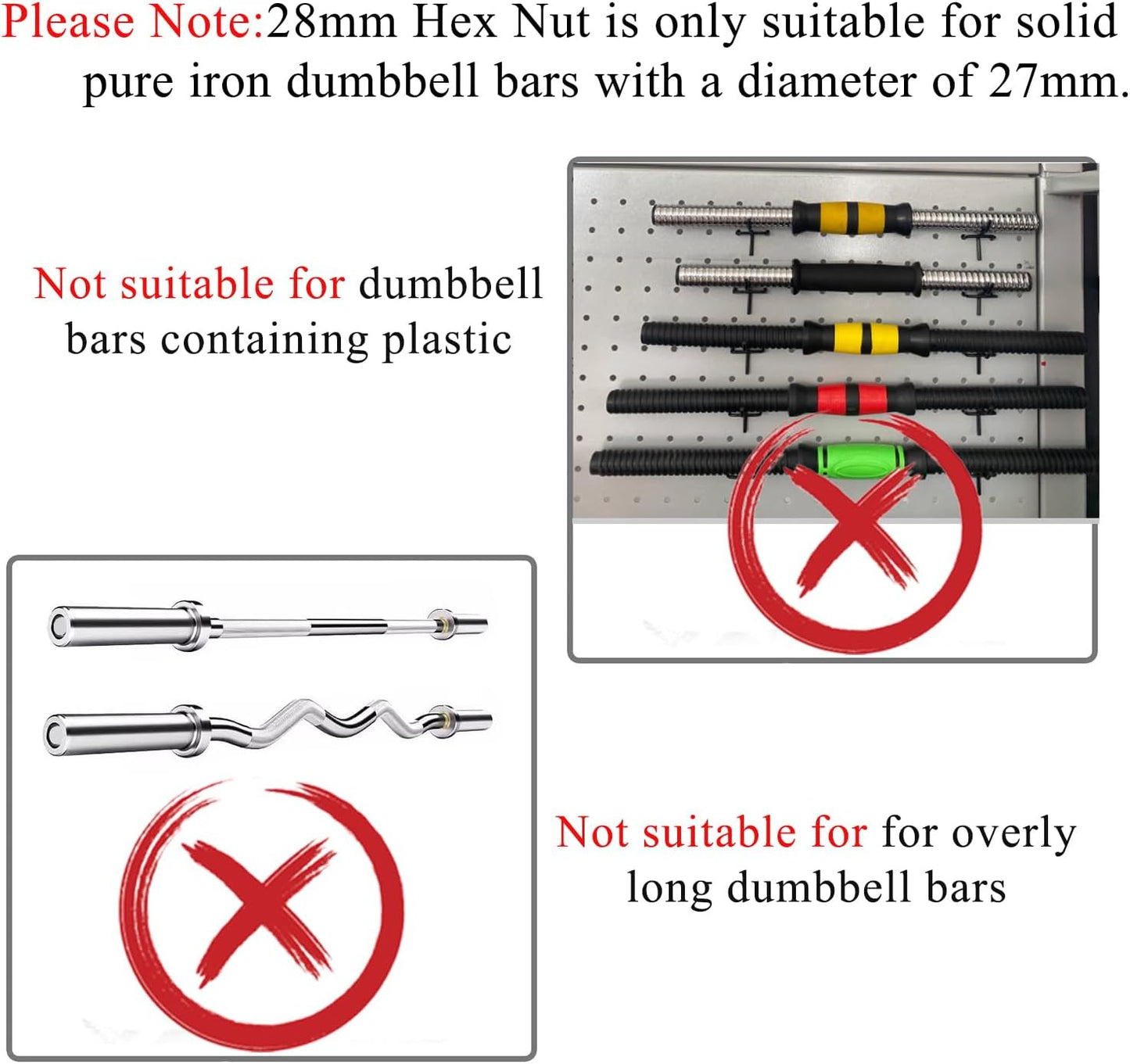 Lamoutor 2Pcs Anti-Slip Hex Nut Collar Screw for Barbell Dumbbell Weight Lifting