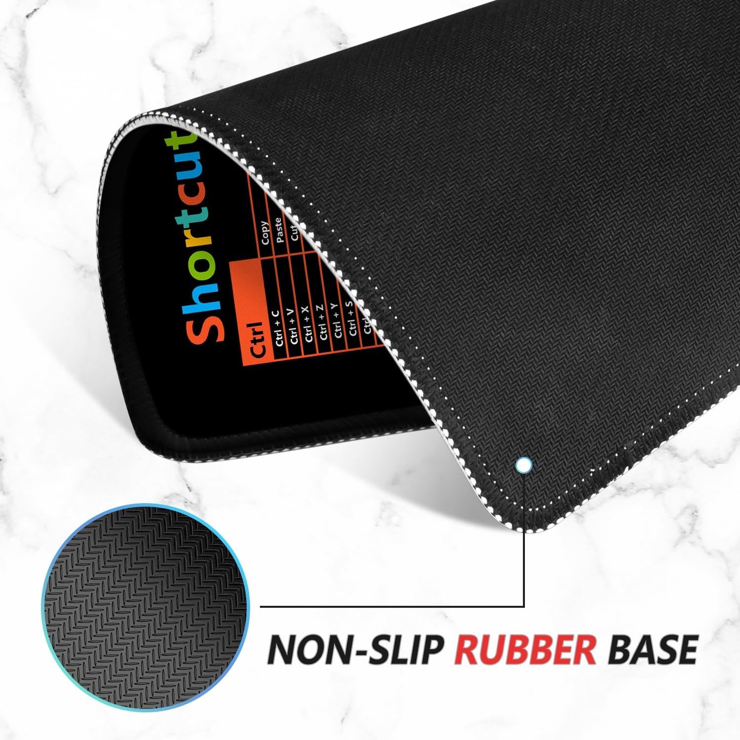 ITNRSIIET Mouse Pad Non-Slip Rubber Base Smooth Surface Stitched Edges Waterproof Durable Compatible with All Mice for Office & Gaming, Desk Accessory, 10.2x8.3x0.12 inch, WinShortcuts