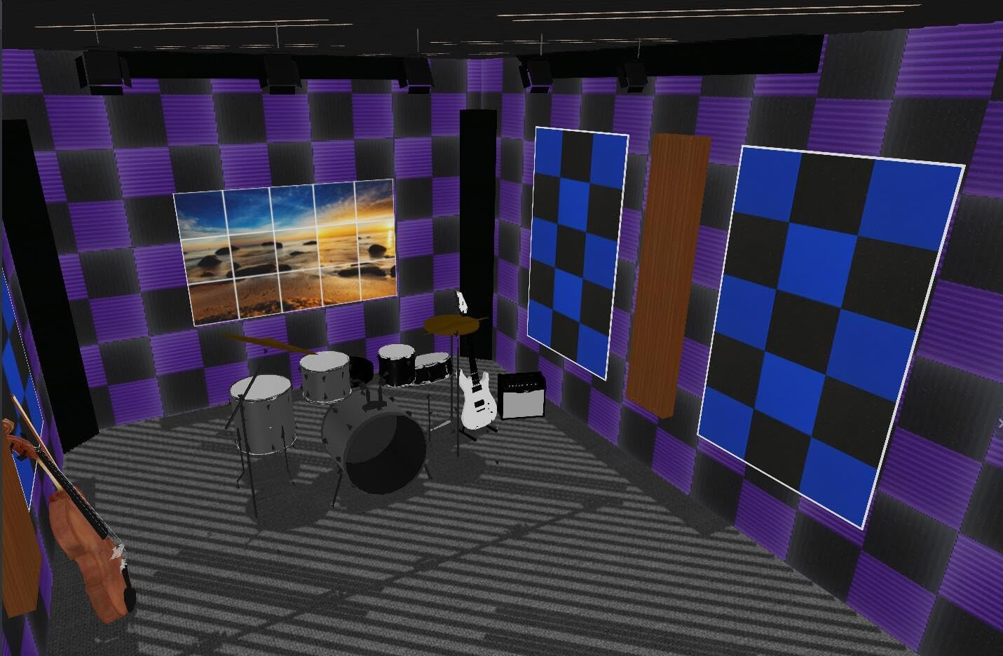 96 Pack Black/purple 12 "X 12 "X1" Acoustic Panels Studio Soundproofing Foam Wedge Tiles,