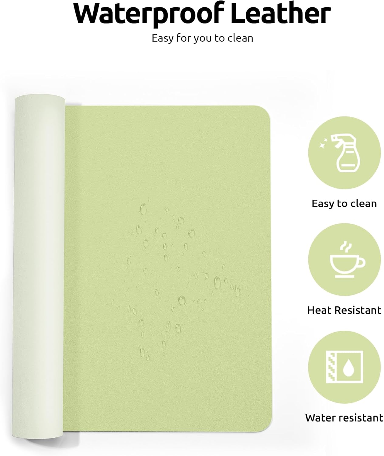 YSAGi Leather Desk Protector, Office Mat, Large Mouse Mat, Non-Slip PU Leather Blotter, Laptop Desk Mat, Waterproof Writing Pad for Office and Home (Peak Green, 31.5" x 15.8")