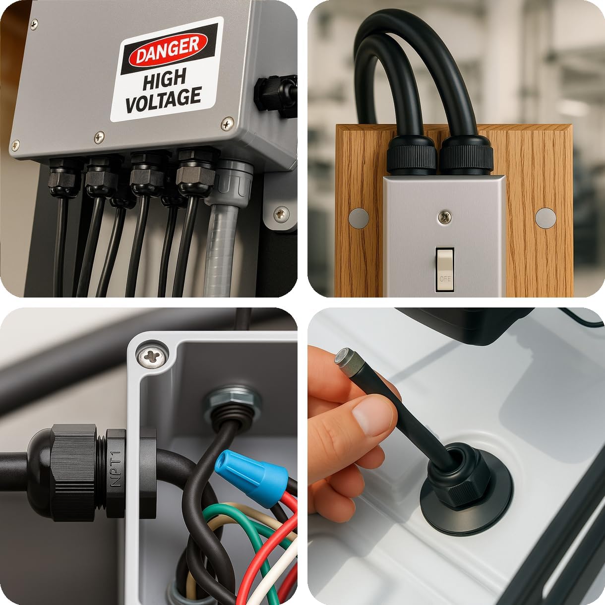 MGI SpeedWare 3/4" NPT Strain Relief Nylon Cord Grip Cable Glands, Black Plastic Grommet 20-Pack