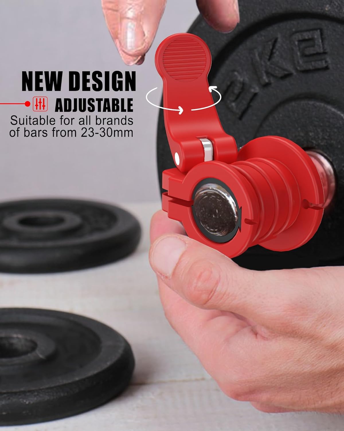 Pro Barbell Clips 1 inch Barbell Clamps 0.9-1.18inch Quick Release Weight Clips for Bars Multi-Size Adjustable Olympic Barbell Clamps