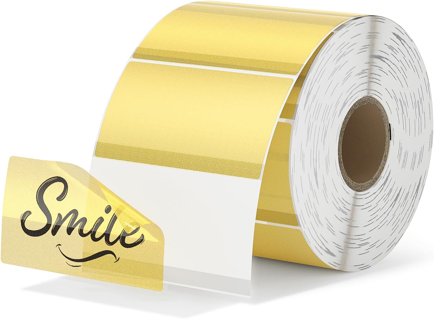 MUNBYN 2.25x1.25 Inch Gold Transparent Thermal Labels, Rectangle Fine Glitter Printable Thermal Stickers for Small Businesses, 500 Labels/1 Roll