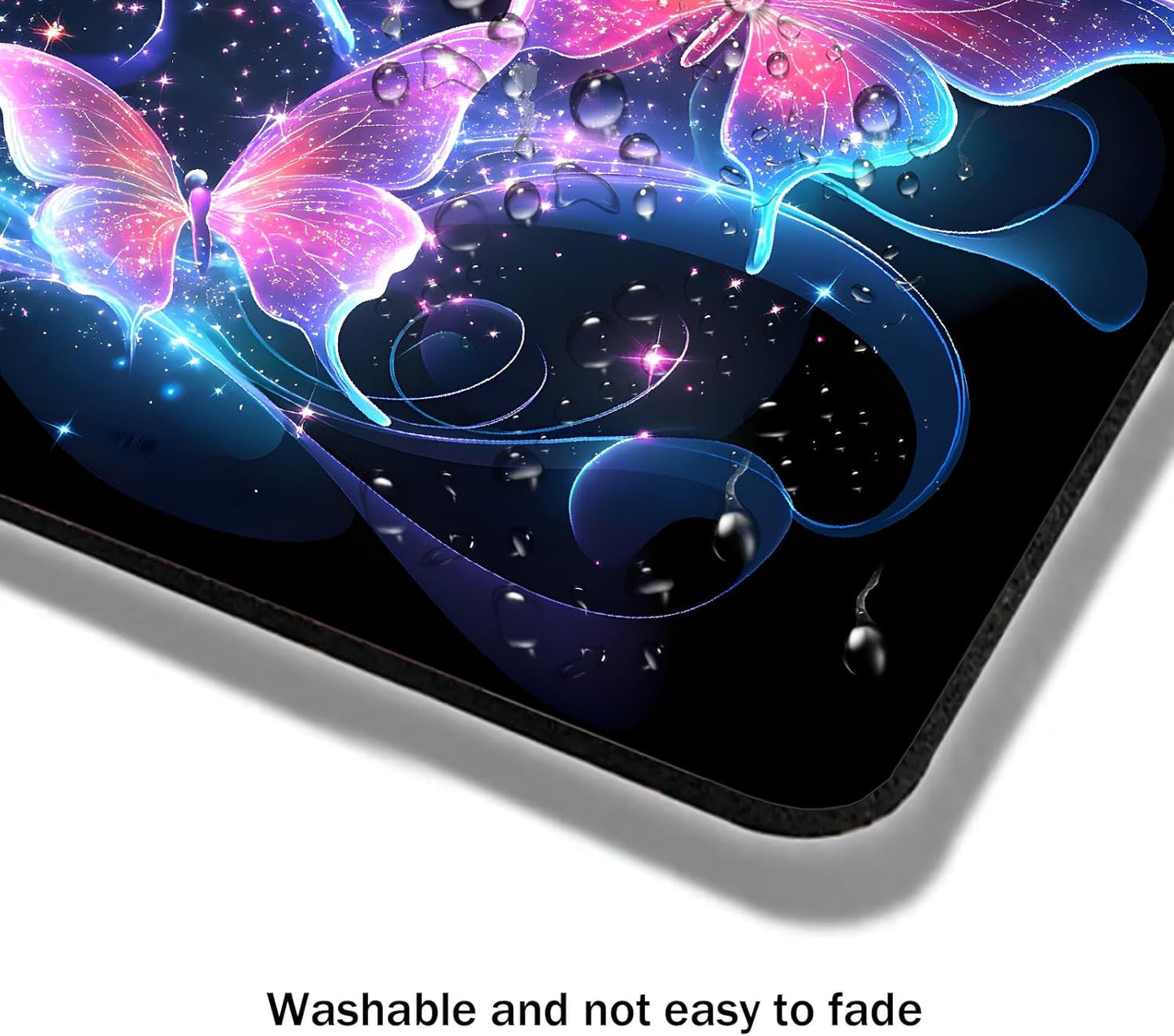 Mouse Pad, Cute Glitter Butterfly Mouse Pads for Desk, 9.5" x 7.9" Non-Slip Rubber Base Computer Mousepad with Women, Portable Square Design for Wireless Mouse and Pad Laptop Office & Travel