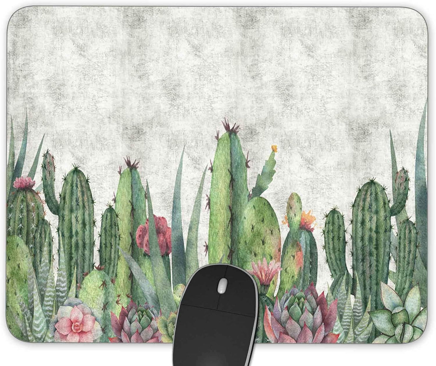Succulent Cactus Gaming Mouse Pad， Rectangle Mouse Pad Size(9.84"x7.87")