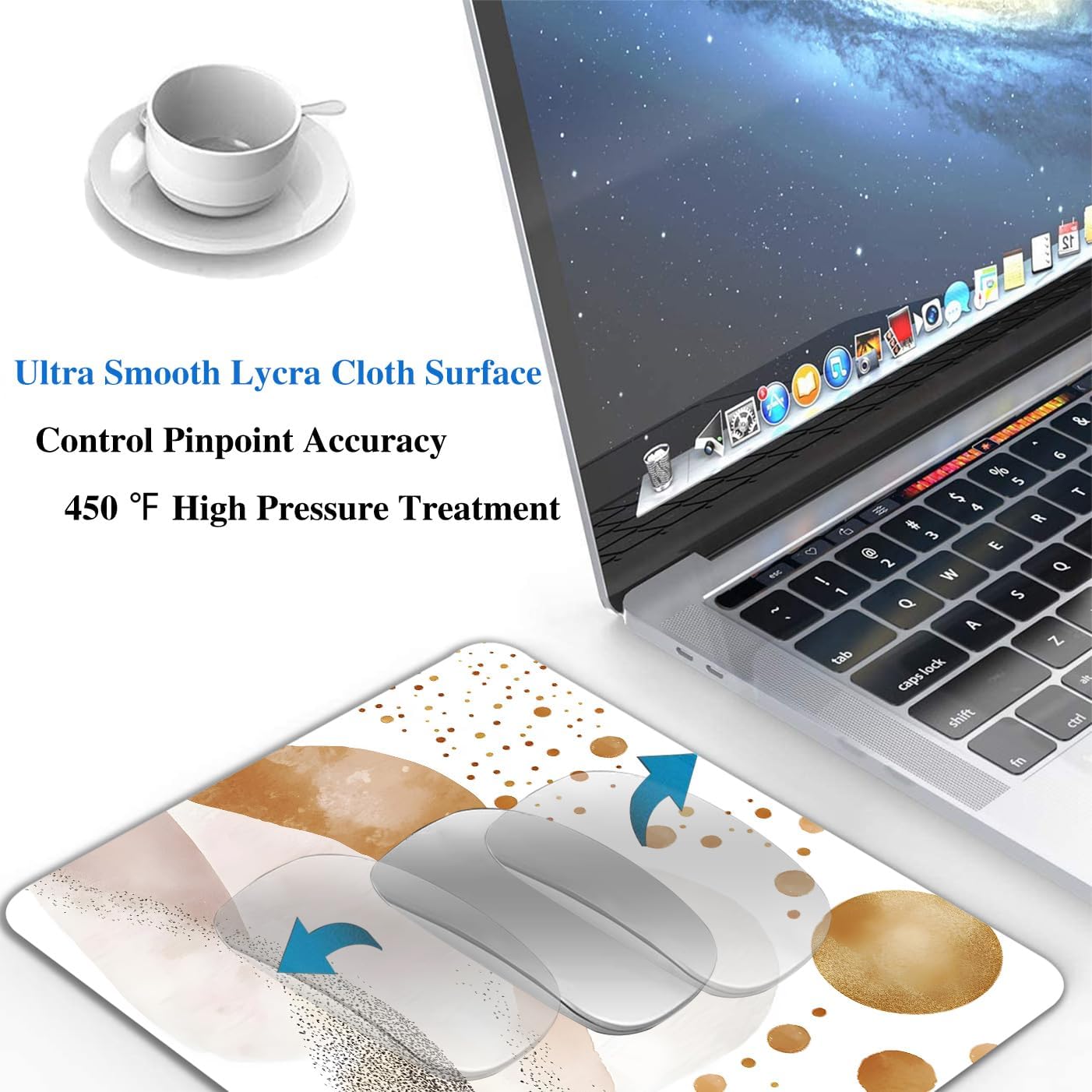 Aesthetic Mountains Boho Mouse Pads for Desk, Portable Wireless Computer Mouse pad Small Design with Women, Non-Slip Rubber Base Laptop Mousepad 9.5" x 7.9" Smooth Surface for Office & Travel