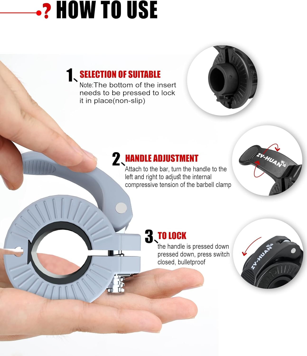 Pro Barbell Clips 1 inch Barbell Clamps 0.9-1.18inch Quick Release Weight Clips for Bars Multi-Size Adjustable Olympic Barbell Clamps