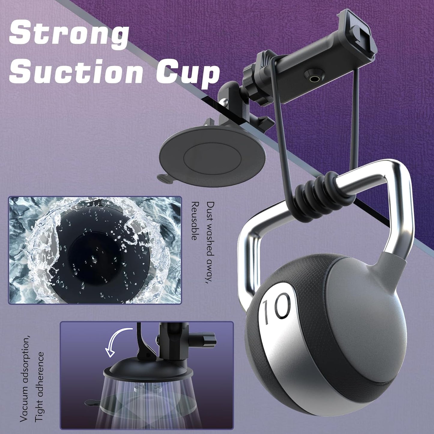 Shower Mirror Phone Holder, Suction Cup Mirror Phone Mount for Shower Mirror Bathroom Glass Kitchen Tile, TikTok YouTube Instagram Make Up Vlog Video Content Creator Essentials