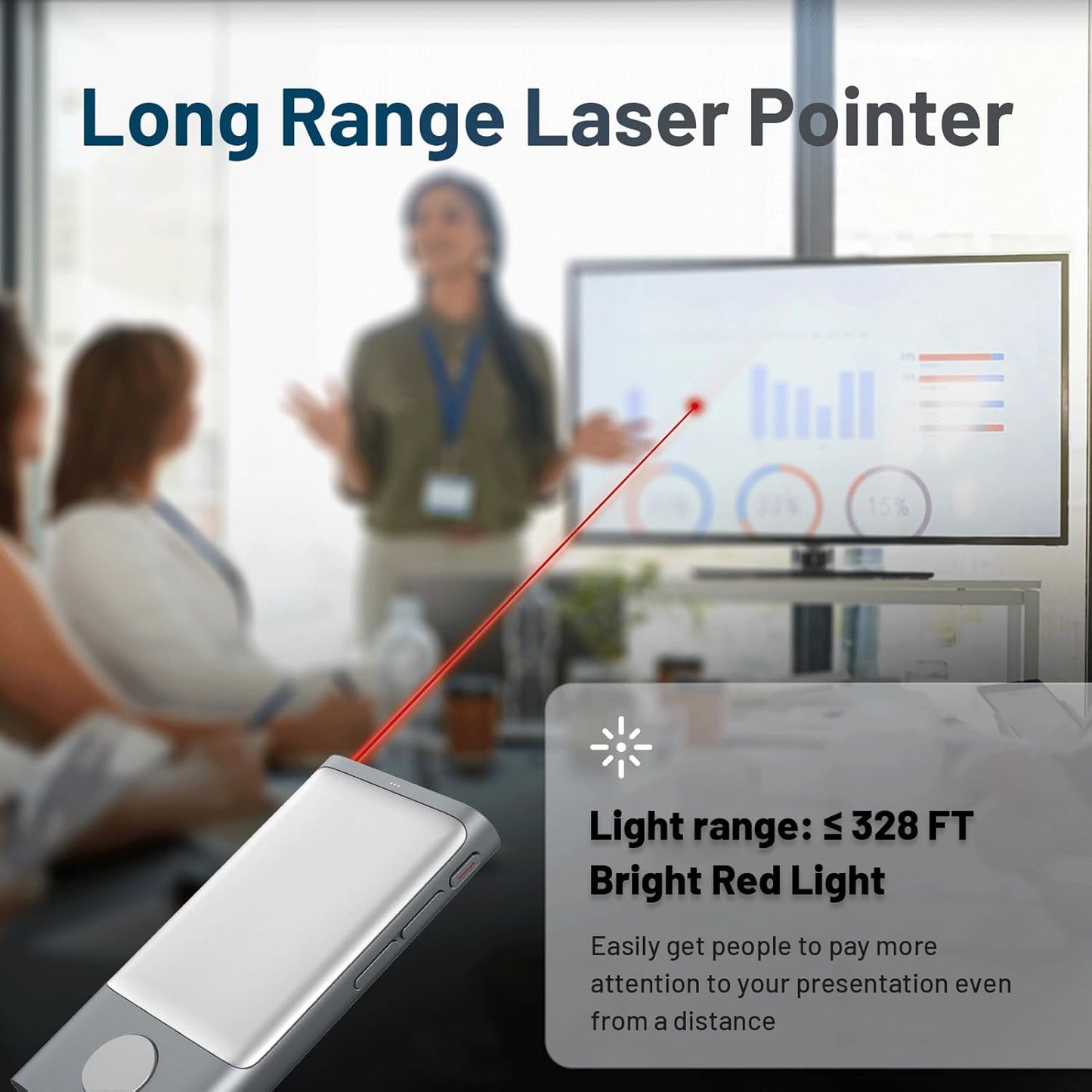 Bluetooth Presentation Clicker Wireless Presenter, Air Mouse with Red Light Presentation Remote for Mac, Windows, iPad OS and Android, Space Gray