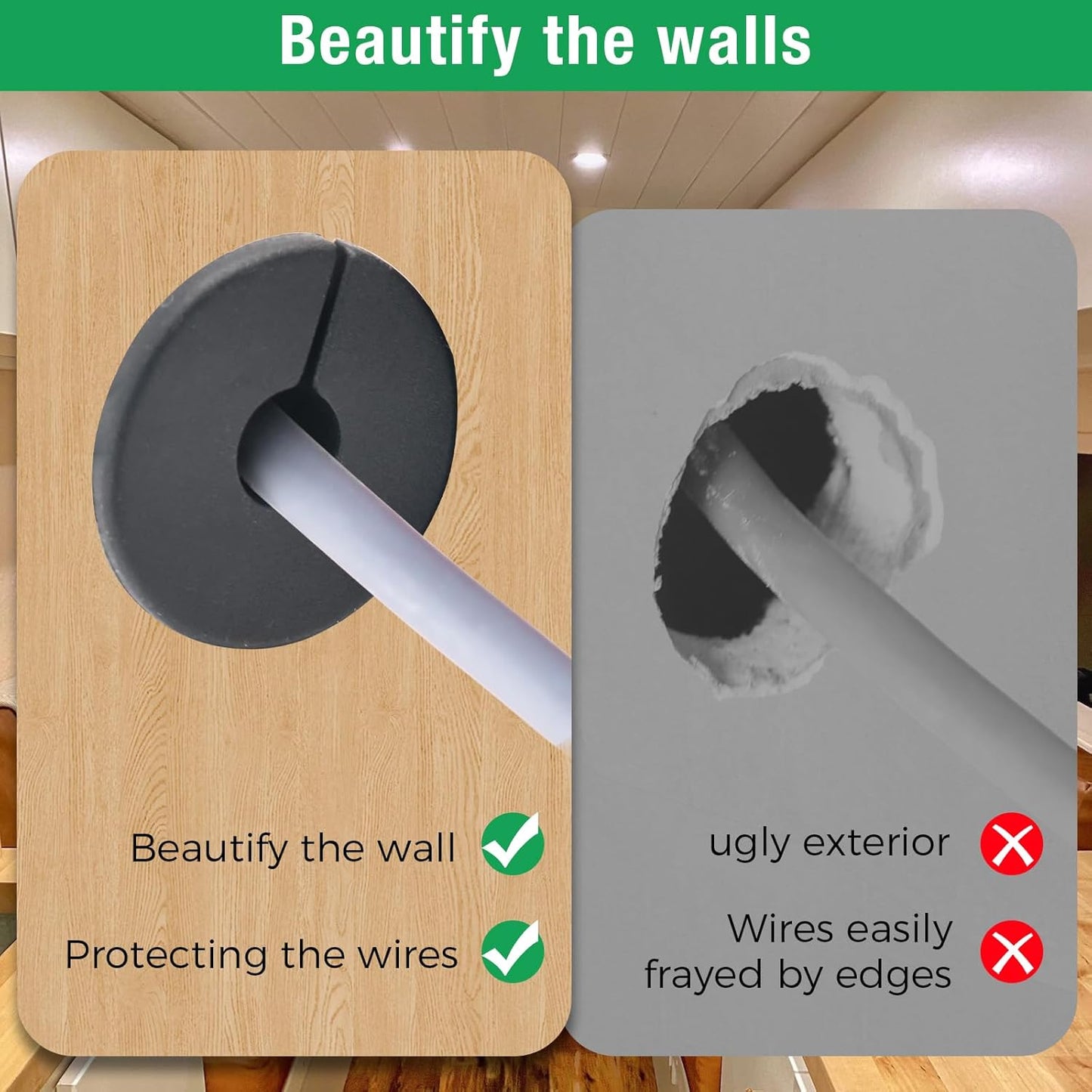 4pc Starlink Cable Grommet 1" Silicone Waterproof Wall Hole Pass Through Split Cable Bushings for TV Wire Ethernet Cord, Starlink Cable Routing Kit Accessories, 52.5mm/2.07" Ht, Grey