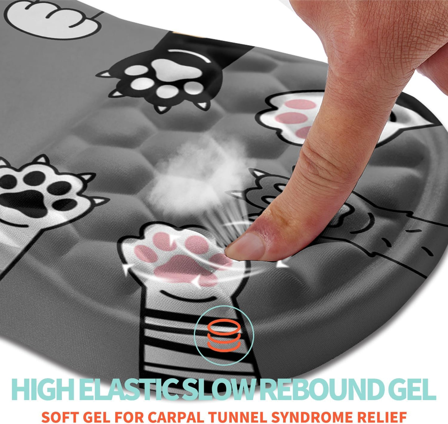 Ergonomic Mouse Pad Wrist Support with Memory Foam Massage Bulge, Carpal Tunnel Pain Relief Mousepad Wrist Rest for Mouse(12x8 inch, Paw)