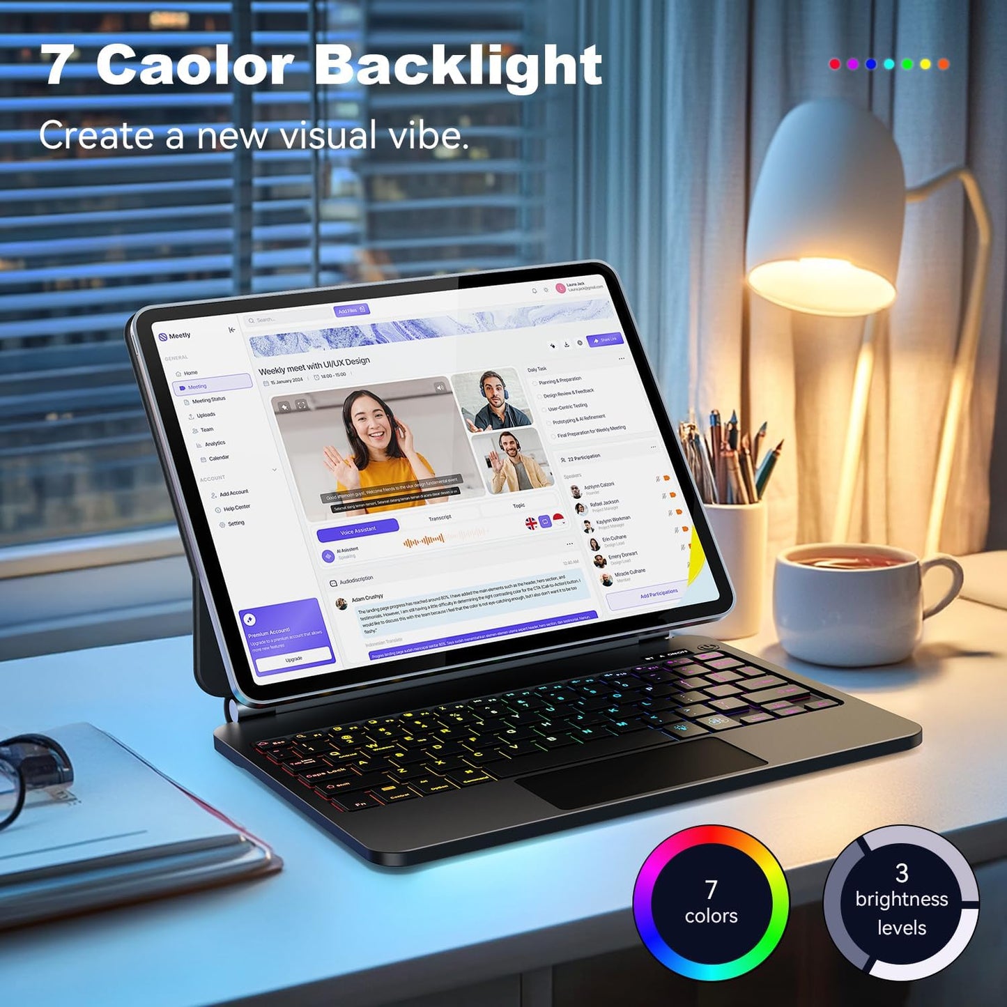 Keyboard Case for iPad Air 11-inch (M3 2025 / M2 2024) & iPad Pro 11 inch(1st/2nd/3rd/4th Generation)，Magic Magnetic Backlit Keyboard Case with Multi-Touch Trackpad- Easy-Set Floating Cantilever Stand