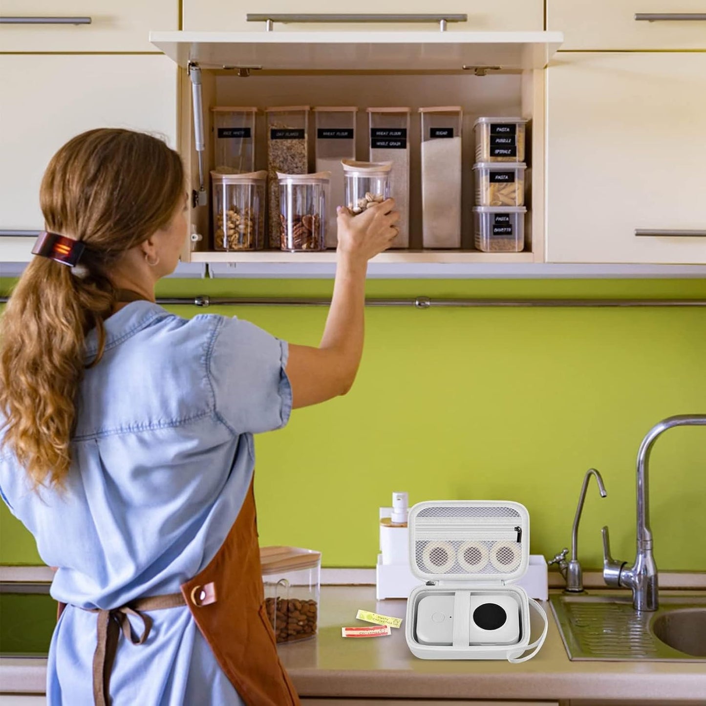 Labels Printer Case Compatible with COLORWING D30 Bluetooth Wireless Portable Labeling Printer Also for Phomemo D30 D35 for Memoking Mini Thermal Printing Sticker Storage Holder