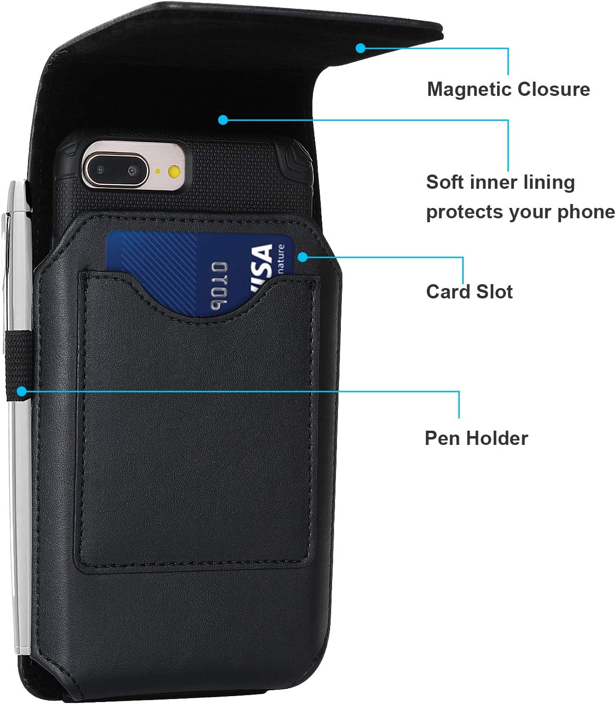 BECPLT for iPhone 15 Pro Max 15 Plus 14 Pro Max 13 Pro Max 12 Pro Max Holster Black Mobile Phone Belt Pouch Holster Cover Belt Clip Case Pouch for Samsung Galaxy S24+ S23+ S23+ S22+ S23 FE S21 FE 5G