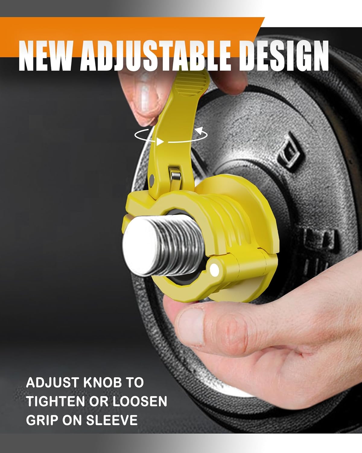 MAXRICH T Barbell Clamp 1 inch Multiple Sizes & Adjustable Weight Clips for Barbell Quick Release Barbell Clips|Barbell Collar Bar Locks for Weight Lifting (Yellow)