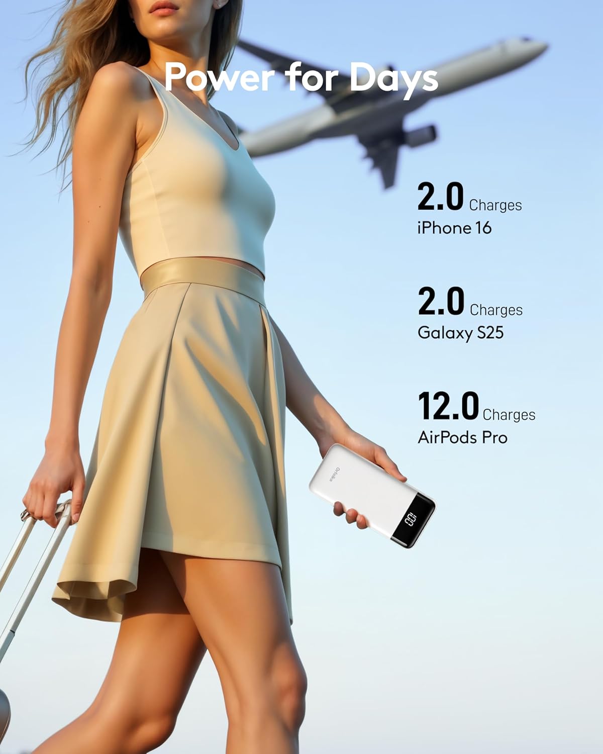 Portable Phone Charger, 10000mAh Portable Charger Power Bank with Built-in Cables, Travel Essential Battery Pack Compatible with iPhone, Samsung, Google, iPads, Tablets, etc