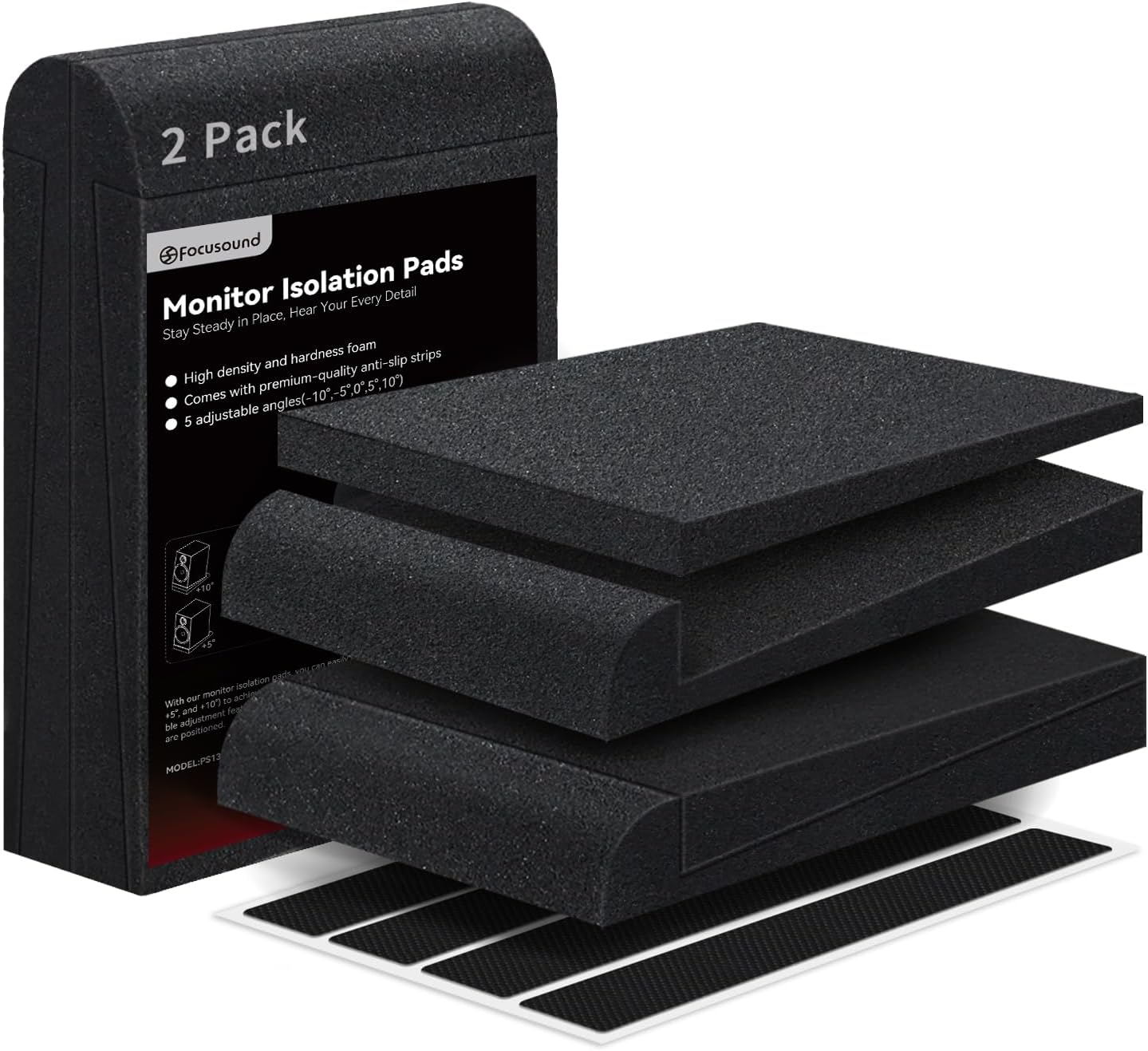 Focusound Studio Monitor Isolation pads for 5 Inches Monitors, 2 Pack High Density Acoustic Speaker Isolation Pads Foam