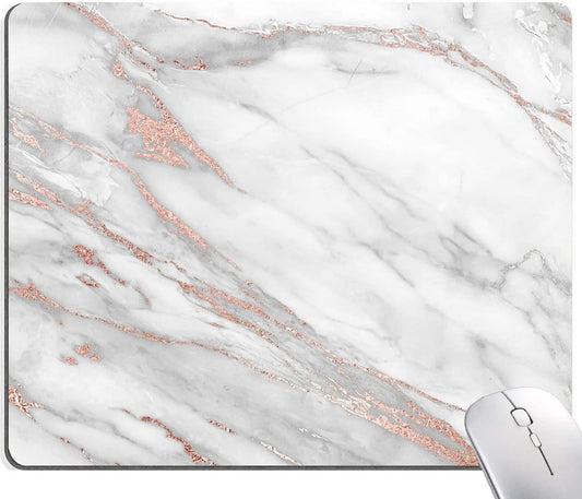 Mouse Pad, Marble Mouse Pad, Premium-Textured Mouse Mat Square Waterproof Non-Slip Rubber Base Computer Mousepads for Office Laptop Desk, Gray Rose Gold Marbling