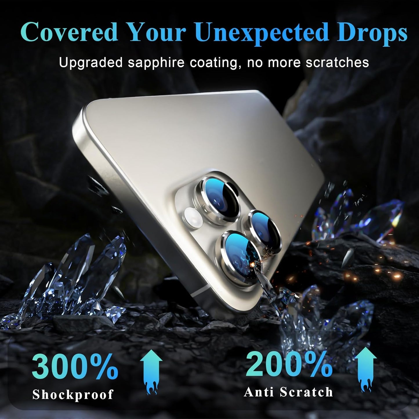 YWXTW Camera Lens Protector for iPhone 16 Pro/iPhone 16 Pro Max, [1 Step Installation Tray] Tempered Glass Screen Protector Metal Individual Camera Cover Accessories Case Friendly (Natural Titanium)