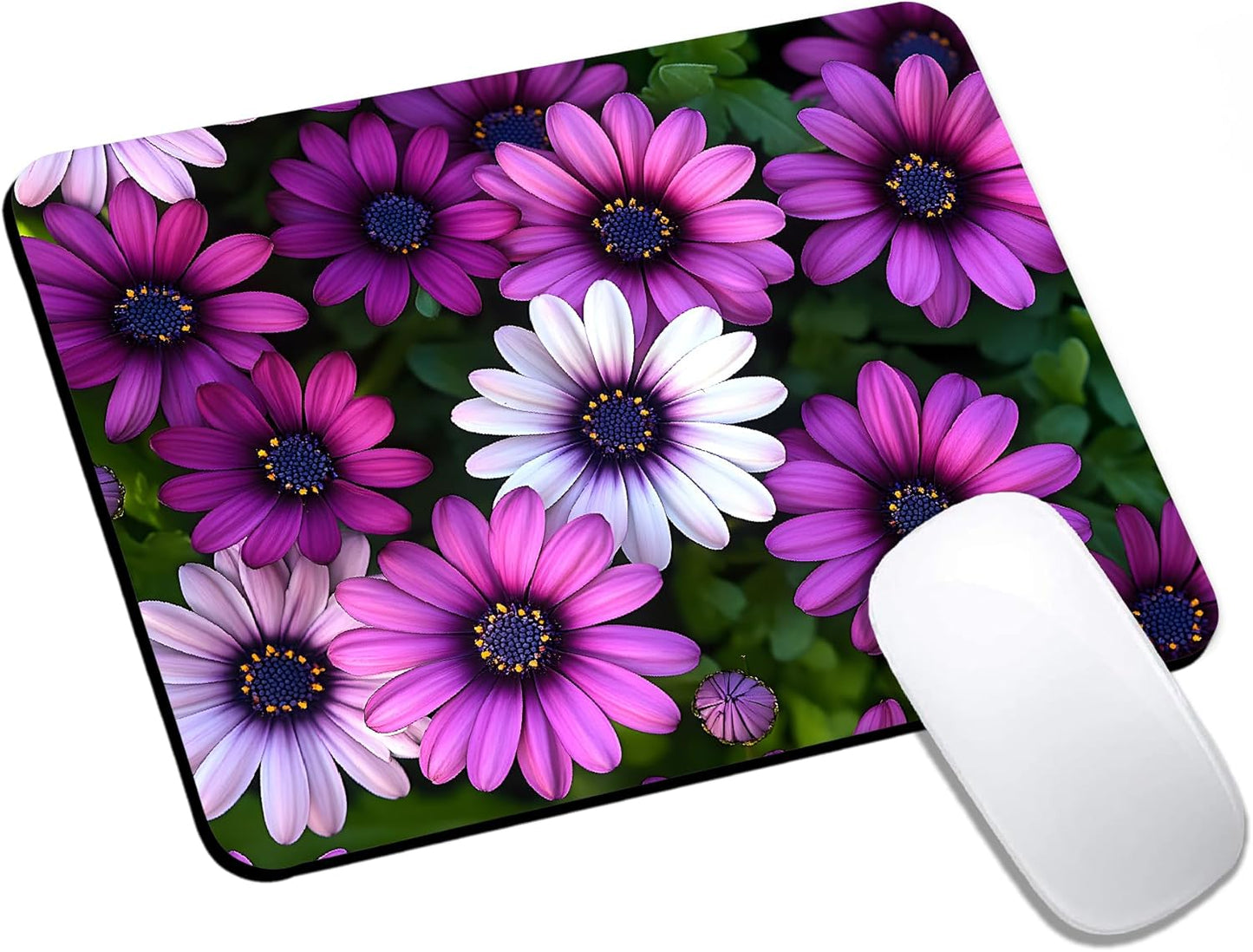 Mouse Pad, Cute Purple Floral Plants Mouse Pads for Desk, 9.5" x 7.9" Non-Slip Rubber Base Computer Mousepad with Women, Portable Square Design for Wireless Mouse and Pad Laptop Office & Travel
