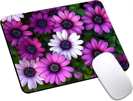 Mouse Pad, Cute Purple Floral Plants Mouse Pads for Desk, 9.5" x 7.9" Non-Slip Rubber Base Computer Mousepad with Women, Portable Square Design for Wireless Mouse and Pad Laptop Office & Travel