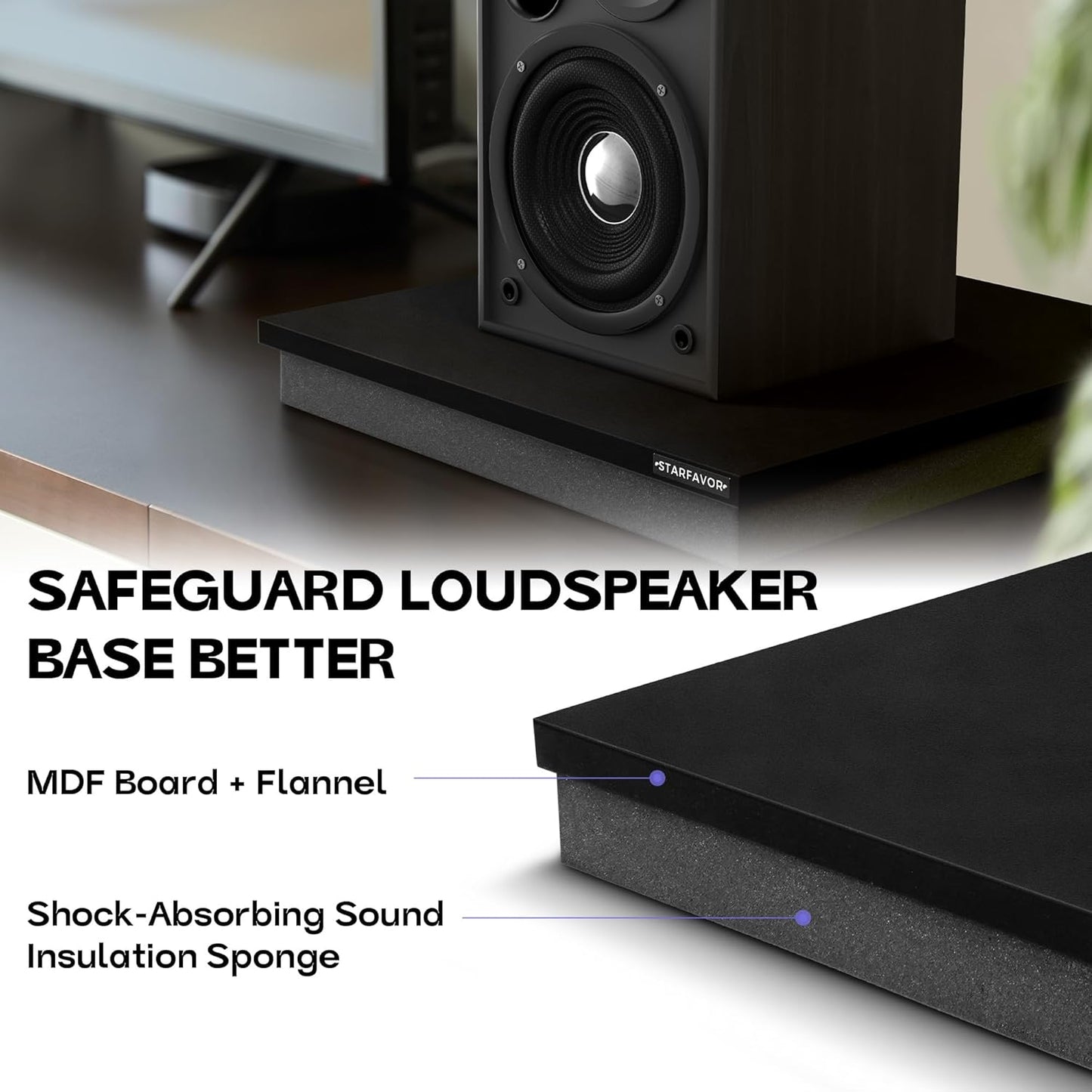 Starfavor Subwoofer Isolation Pad for 12-15 inches Subwoofers,22"x18"x2.1" Isolation Platform Acoustic Riser Pad,Audio Acoustic Noise Isolation Platform Pads for Studio Monitor,Subwoofer,Loud Speakers