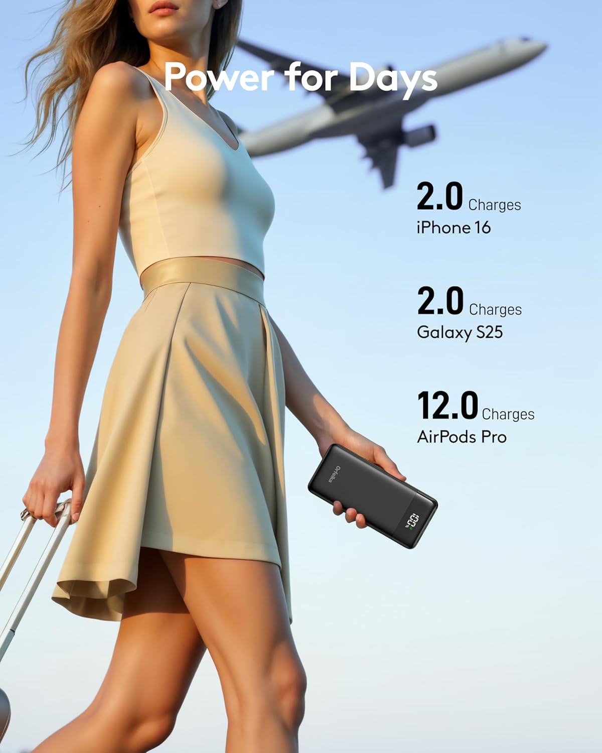 Portable Phone Charger, 10000mAh Portable Charger Power Bank with Built-in Cables, Travel Essential Battery Pack Compatible with iPhone, Samsung, Google, iPads, Tablets, etc