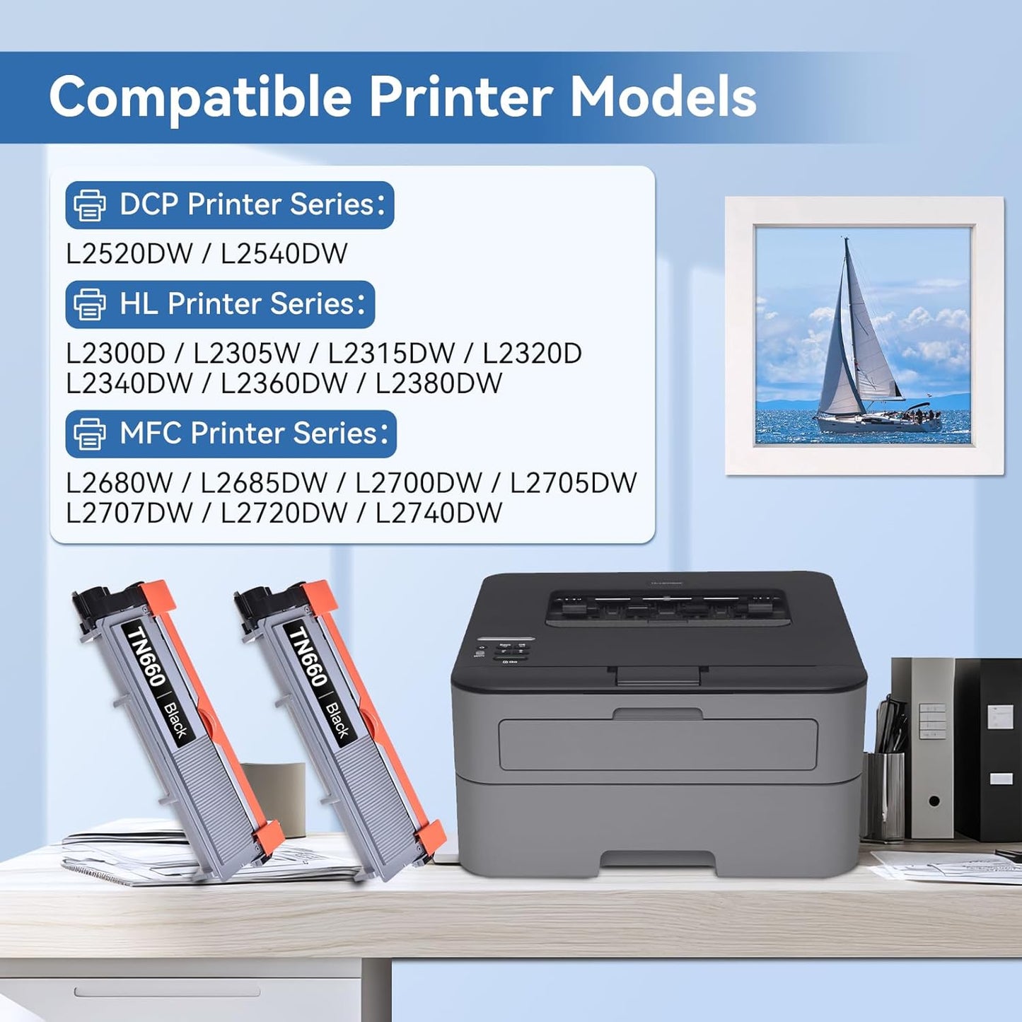 MYTONER Compatible Toner Cartridge Replacement for Brother TN660 TN-660 TN630 TN-630 Toner Cartridge for HL-L2300D HL-L2380DW HL-L2320D DCP-L2540DW MFC-L2700DW MFC-L2685DW Printer (2 Pack)