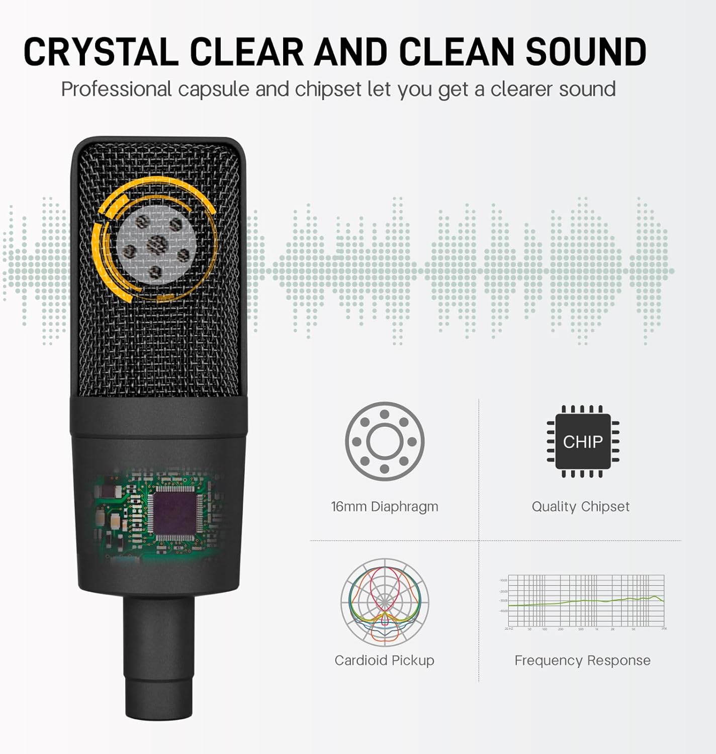 XLR Microphone Professional Cardioid Gaming Mic Kit with Desktop Stand,Shock Mount,Pop Filter,PC Computer Studio Condenser Microphone for Podcast Recording,Streaming,Voice Over,ASMR,YouTube