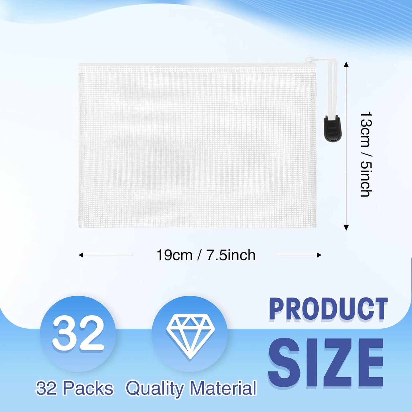 Jetec 32 Pcs Mesh Zipper Bags Toy Storage Bikini Organizer Bag Bolsas Para Guardar Trajes De Baño Waterproof Zipper Reusable Pouch Puzzle Multipurpose for Storage Office(White,7.5 x 5 Inch)