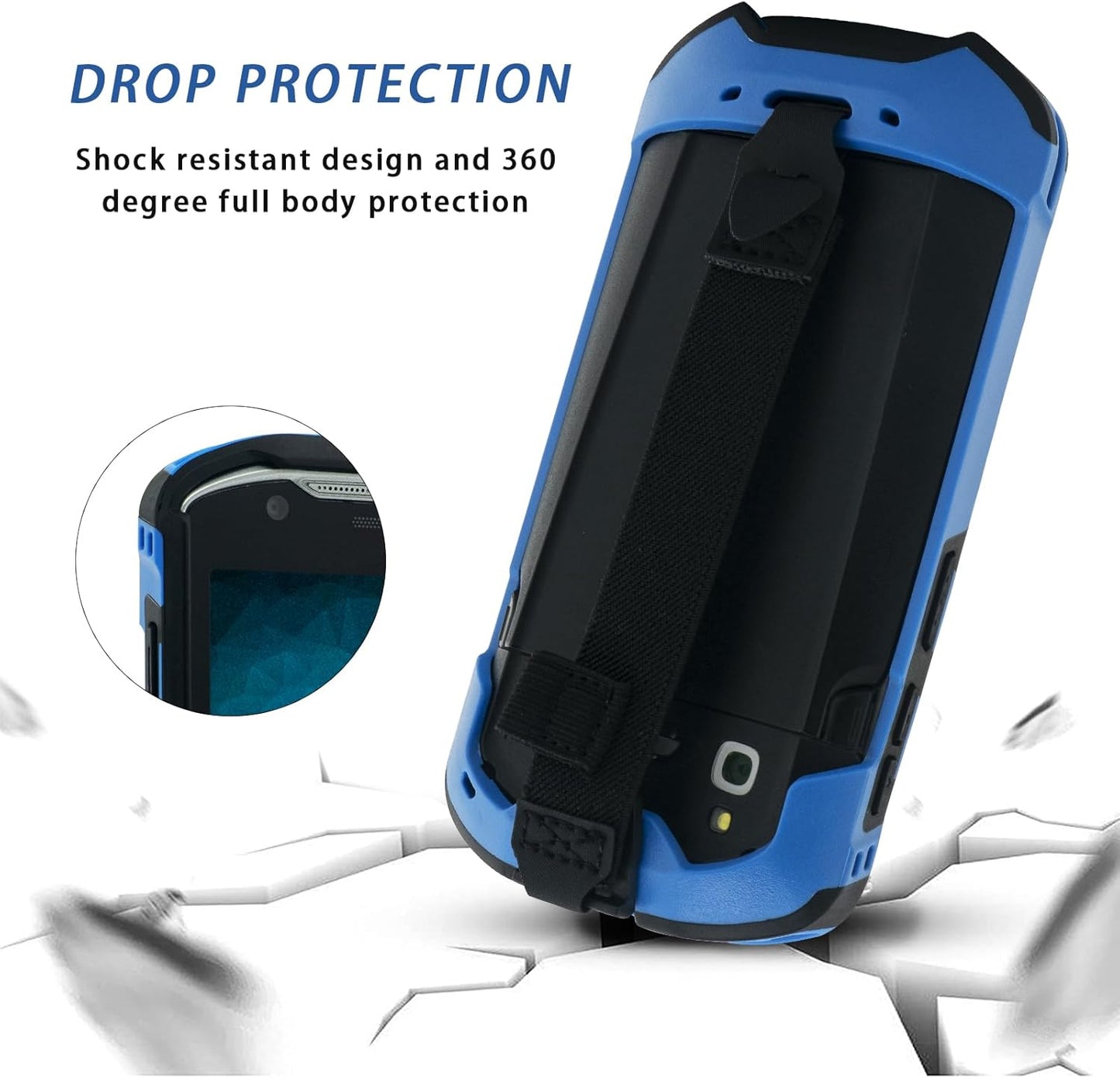 Protective Cover Bumper Case Rugged Boot with Hand Strap for Zebra TC51 TC510K TC52 TC56 TC57 (Blue)