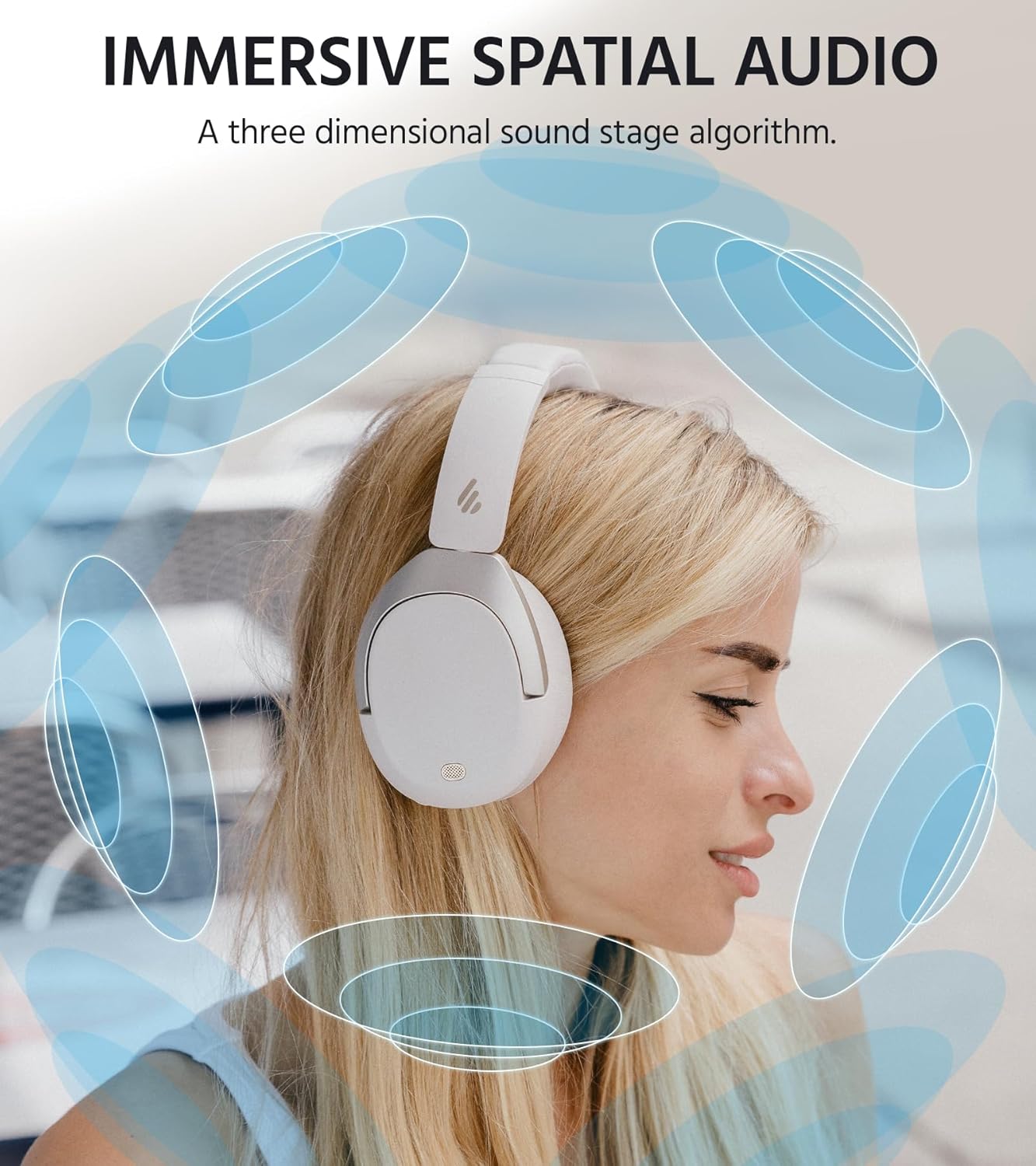 Edifier W830NB Wireless Over Ear Headphones with -45dB Active Noise Cancelling, 94H Playtime, LDAC Hi-Res Sound, Spatial Audio, Fast Charging, Multipoint Connection, Bluetooth V5.4 - Sandwhite