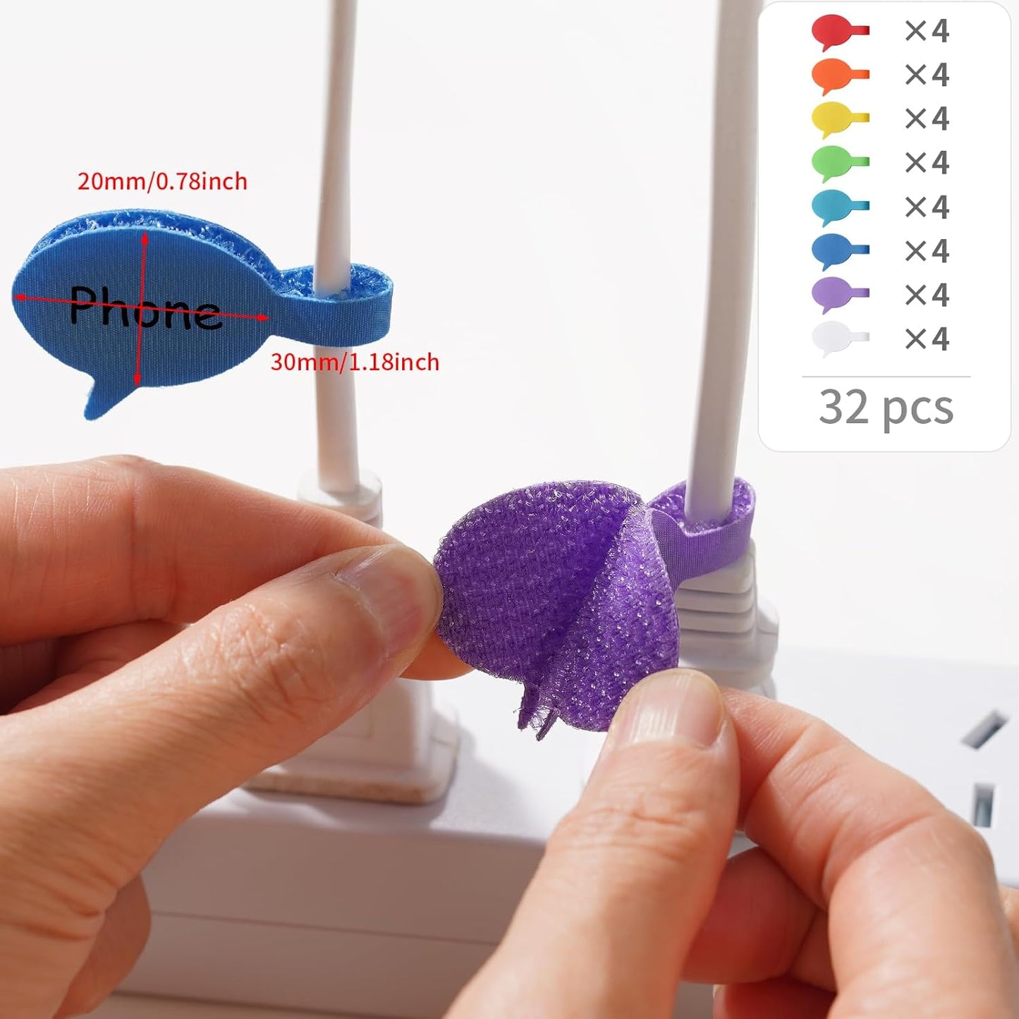 Trilancer Cord Labels Cable Label, Multicolored Handwriting Cord Tags - Speech Bubbles Tags for Organizing Wires and Identification, Reusable with Multiple Uses - 32 PCS