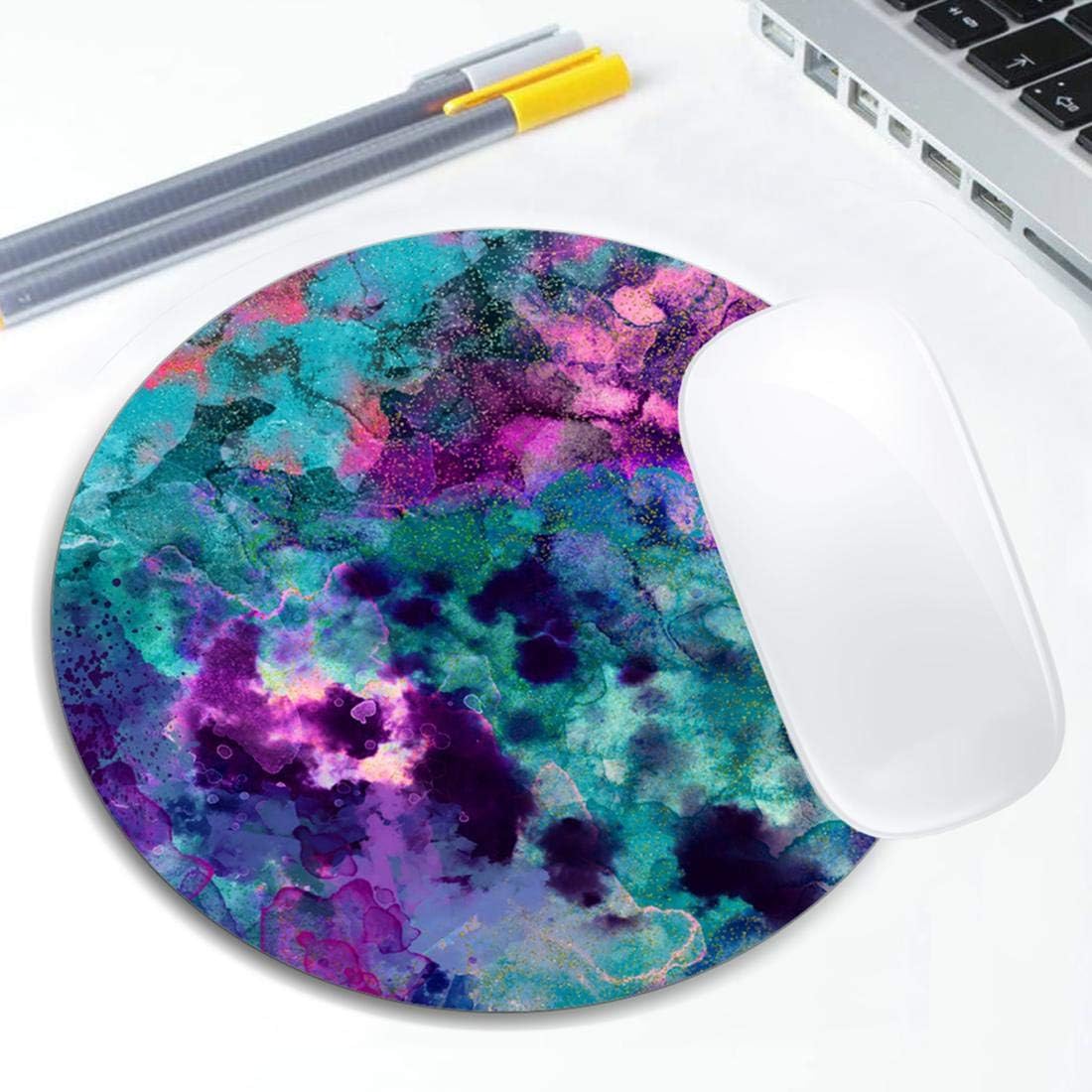 Inky Watercolor Painting Mouse Pad Round Non-Slip Rubber Mousepad Laptop Office Computer Decor Cute Desk Accessories Customized Design Mouse Pad