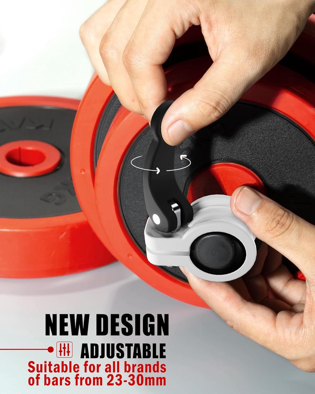 Narrow Barbell Clips 2.5cm Width for Olympic Bars, 0.9-1.18inch Adjustable Weight Clamps, Quick Release Locking Collars for Weightlifting