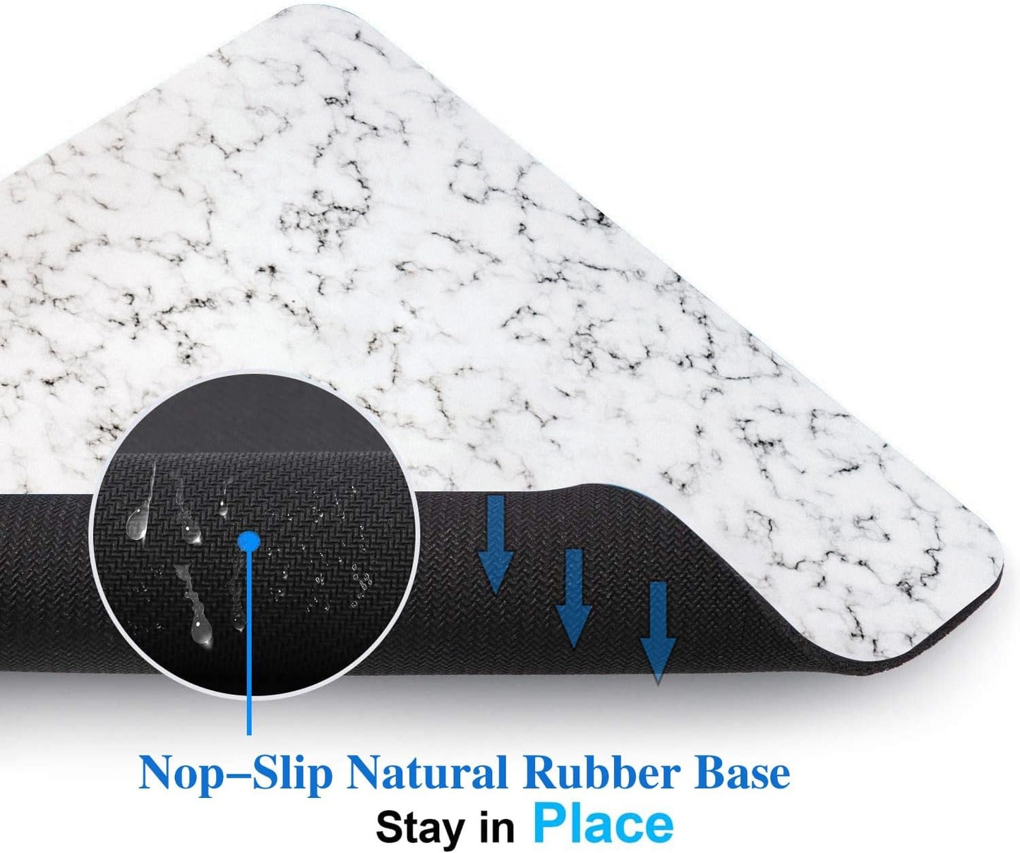 White Marble Black Texture Mouse Pads for Desk, Portable Wireless Computer Mouse pad Small Design with Women, Non-Slip Rubber Base Laptop Mousepad 9.5" x 7.9" Smooth Surface for Office & Travel