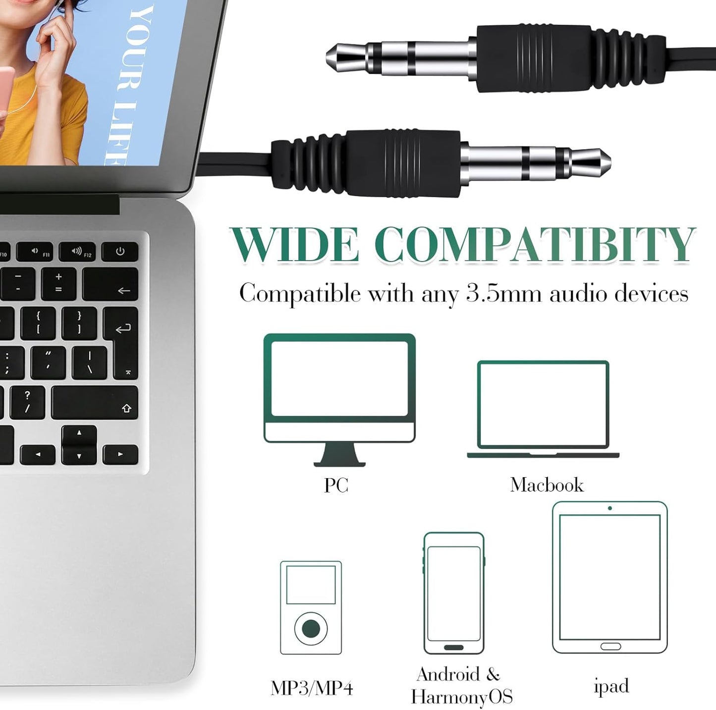 Kanayu 100 Pack Wired Earbuds Bulk for Classroom Ear Headphones Wired Basic Student Earbuds No Microphone with 3.5mm Jack for Kids Class Laptop School Library, Individually Bagged(Green)