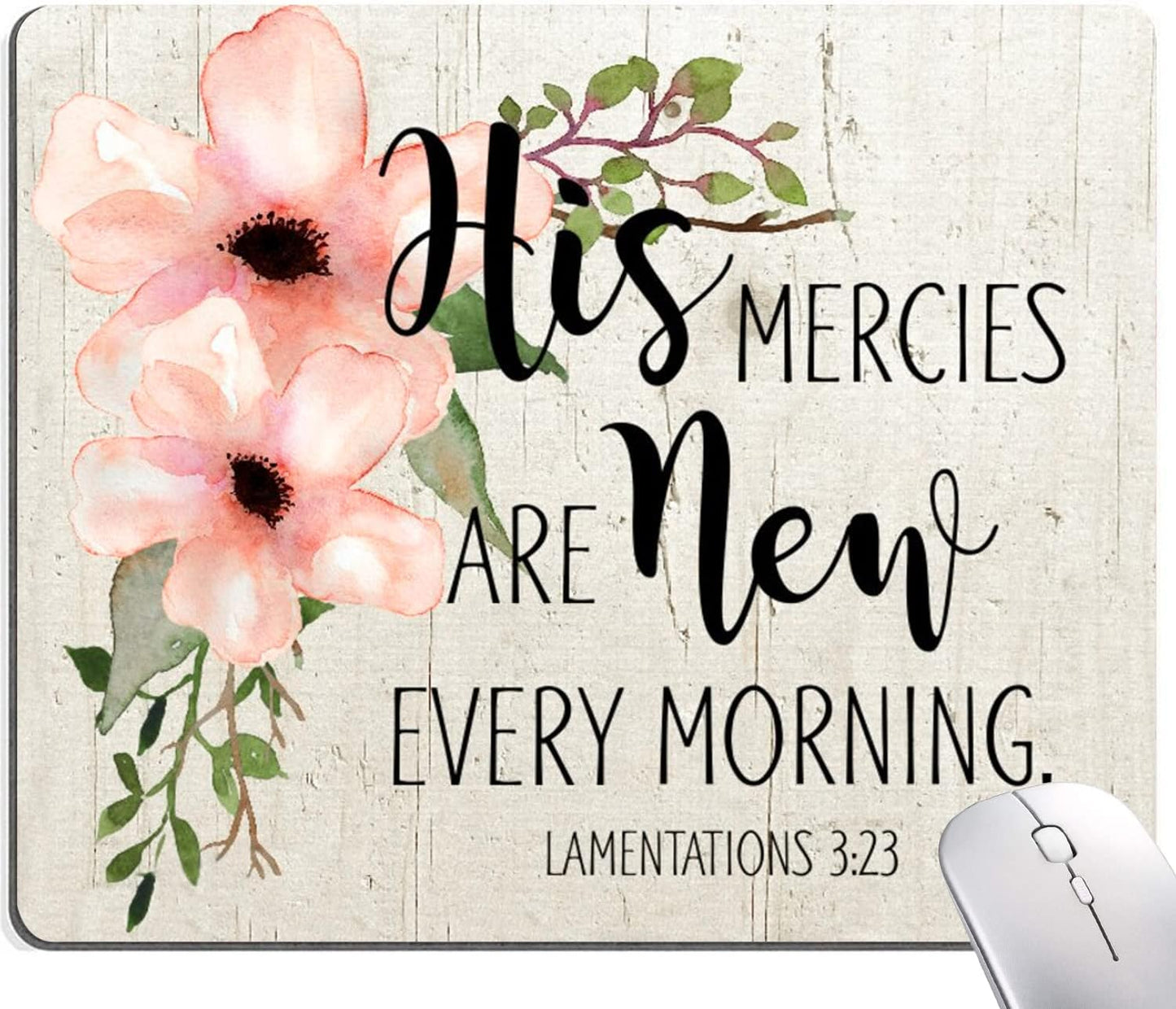 Hokafenle Square Mouse Pad, Inspirational Quote Mouse Pad with Floral Design, Motivational Mouse Mat Waterproof Mousepad Non-Slip Rubber Base Mouse Pads for Office Laptop