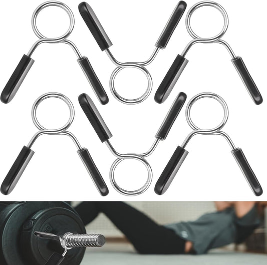 AccEncyc Spring Clip Collars 1 Inch Olympic Barbell Clamps Dumbbell Clips Weight Bar Clips for Weightlifting, Powerlifting, Strength Training